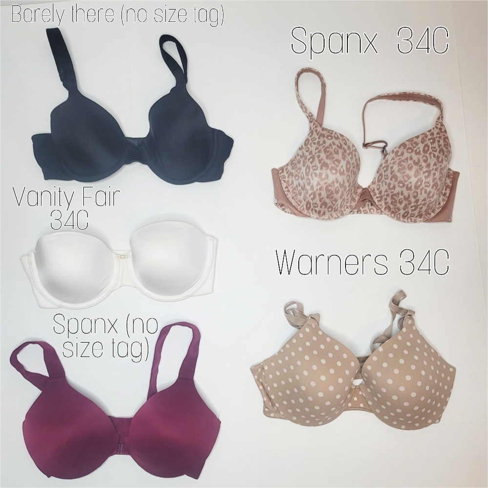 Spanx, Vanity Fair, Barley there and Warners 5 bra bundle. Size 34C